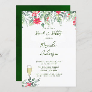 Invitation Brunch et mousseux en feuille de peinture florale