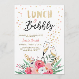 Invitation Brunch et or pétillant Champagne de rose de Fête