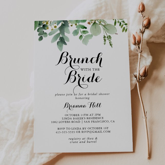 Invitation Brunch Eucalyptus vert avec douche de mariée (Créateur téléchargé)