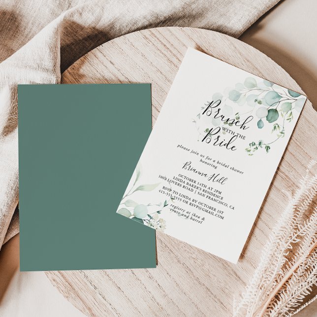 Invitation Brunch Eucalyptus vert avec douche de mariée (Créateur téléchargé)