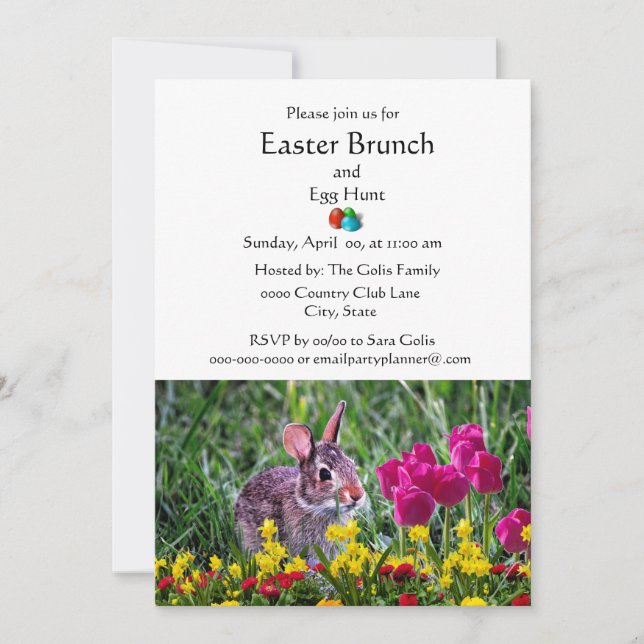 Invitation Brunch familial classique de vacances de Pâques  (Devant)