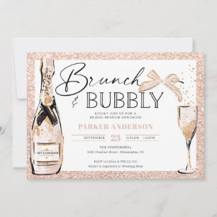 Invitation Brunch & Fête des mariées Bubbly Blush Gold