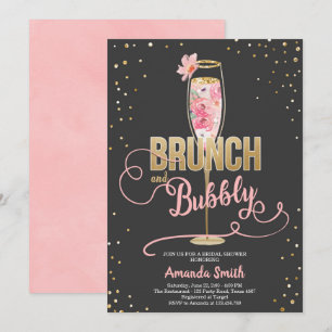 Invitation Brunch & Fête des mariées Bubbly Blush Gold Champa
