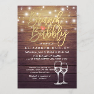 Invitation Brunch & Fête des mariées Bubbly Champagne Verre B