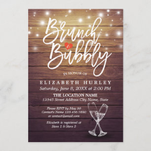 Invitation Brunch & Fête des mariées Bubbly Champagne Verre B