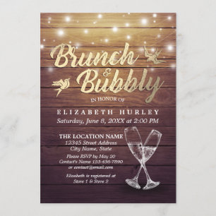 Invitation Brunch & Fête des mariées Bubbly Champagne Verre B
