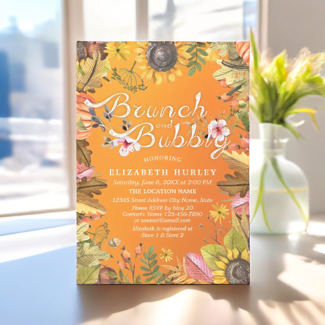 Invitation Brunch & Fête des mariées Bubbly Feuille Citrouill (Créateur téléchargé)