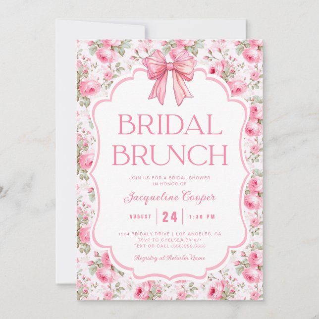 Invitation Brunch Fête des mariées de boue rose (Devant)