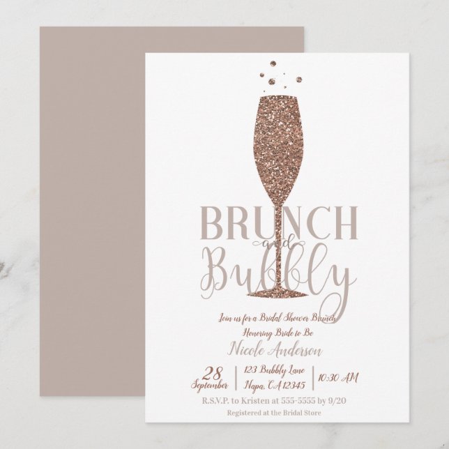 Invitation Brunch Fête des mariées  de champagne Brunch (Devant / Derrière)