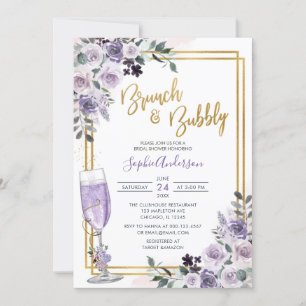 Invitation Brunch Fleur Lilac Violet Dusty Et Bubbly