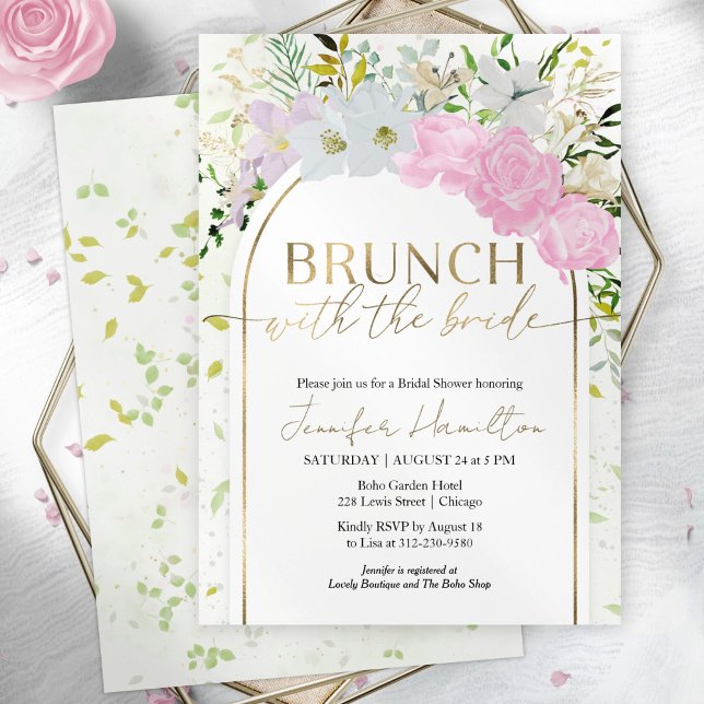 Invitation Brunch fleur sauvage avec la Fête des mariées de m (Créateur téléchargé)