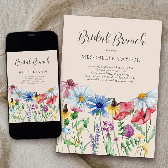 Invitation Brunch fleur sauvage de la nuptiale Rustic Country (Bridal Brunch Invitation from my Wildflower Charm collection)