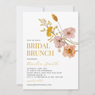 Invitation Brunch fleur sauvage, Fête des mariées