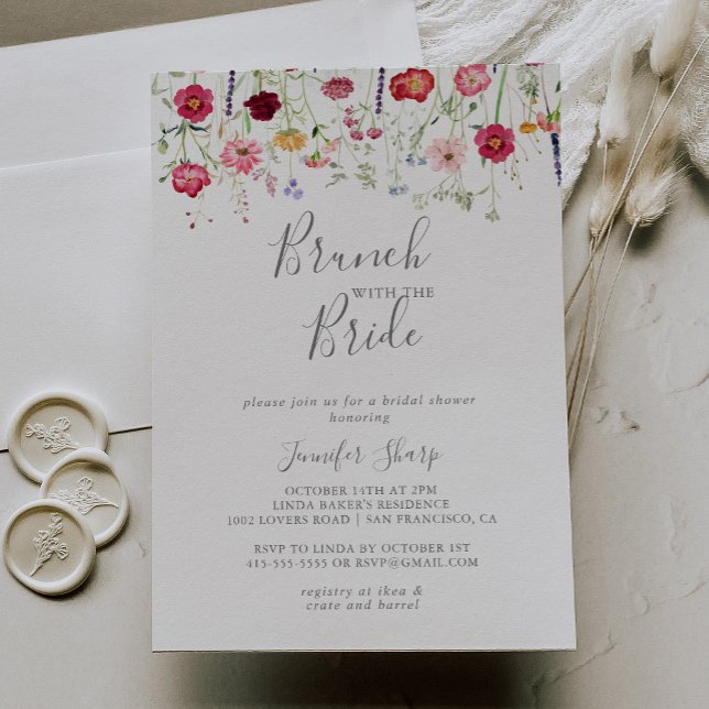 Invitation Brunch Fleur sauvage simple avec douche de mariée (Créateur téléchargé)