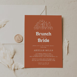 Invitation Brunch Fleur Sauvage Terracotta avec la Mariée