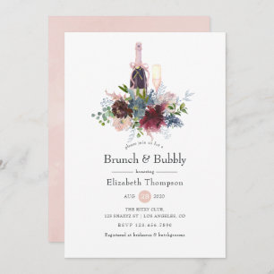 Invitation Brunch floral bourguignon et roux et bulle