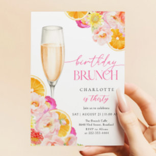 Invitation Brunch Floral & Bubbly Anniversaire Brunch