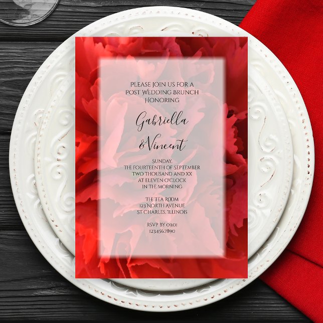Invitation Brunch Floral de Mariage Red Carnation (Créateur téléchargé)
