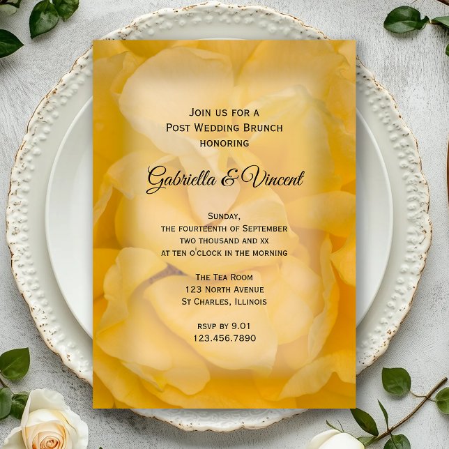 Invitation Brunch Floral de Rose Jaune après le Mariage (Créateur téléchargé)