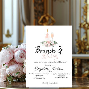 Invitation Brunch Floral et Brunch aux Bulles pour une Mariée