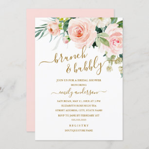 Invitation Brunch Floral Et Fête des mariées Bubble