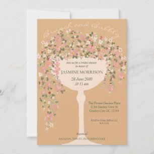 Invitation Brunch floral et Fête des mariées champagne Bubbly