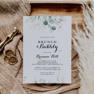 Invitation Brunch floral or rustique et Fête des mariées mous