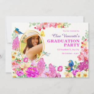 Invitation Brunch floral photo bébé graduation