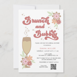 Invitation Brunch floral rétro et Fête des mariées bulle