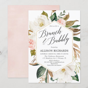 Invitation Brunch floral rustique bulle douche nuptiale