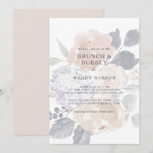 Invitation Brunch floral rustique simple et bulle de douche I