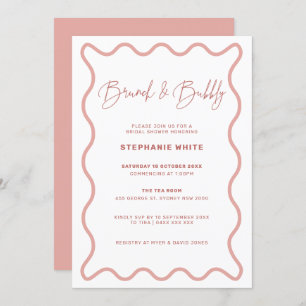 Invitation Brunch frontalier rose et bulle