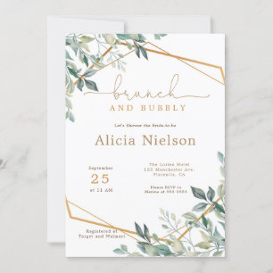 Invitation Brunch géométrique verdoyant et Fête des mariées m