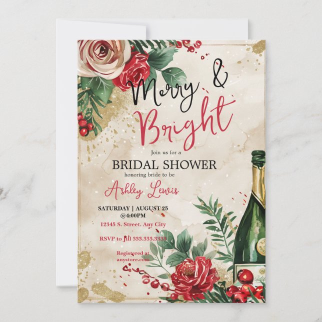 Invitation Brunch hivernal pour la douche de mariée et Noël p (Devant)