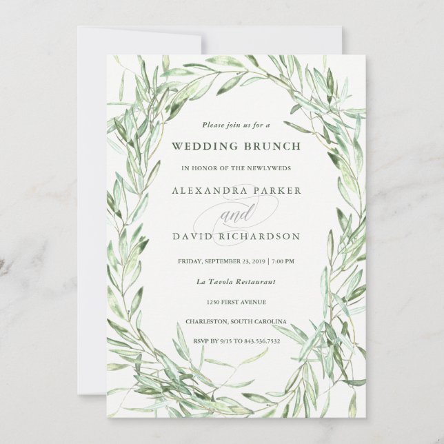 Invitation Brunch l'épousant méditerranéen des branches (Devant)