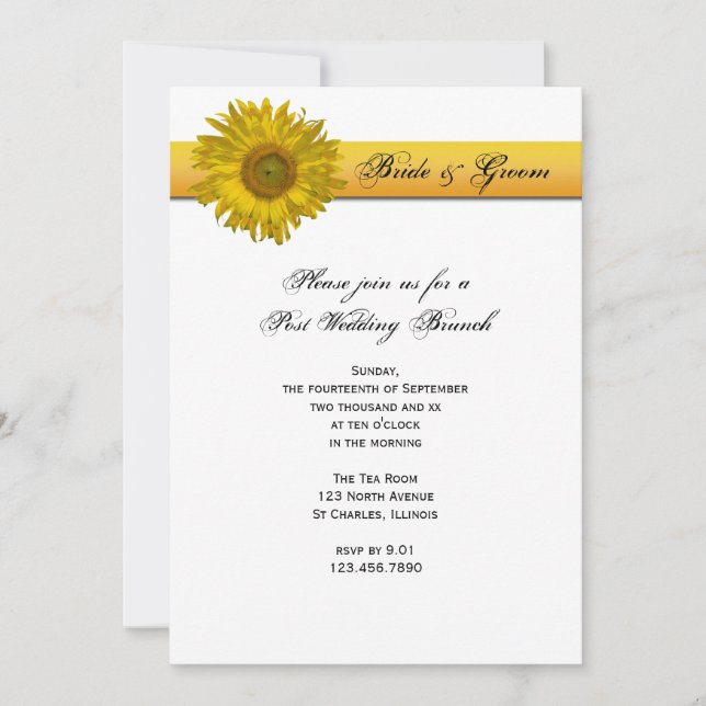 Invitation Brunch Mariage de la bille de tournesol (Devant)