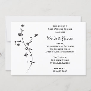 Invitation Brunch Mariage de poste de Roses noires et blanche