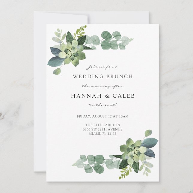 Invitation Brunch Mariage Eucalyptus (Devant)