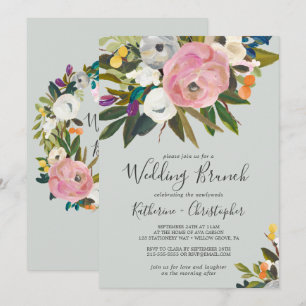 Invitation Brunch Mariage floral peint