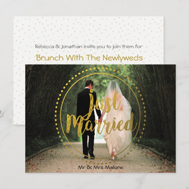 Invitation Brunch marié de mariage de courrier de la photo | (Devant / Derrière)