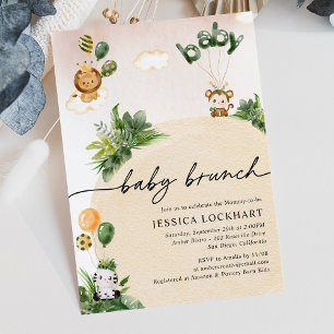 Invitation Brunch minimaliste Safari Girl Baby