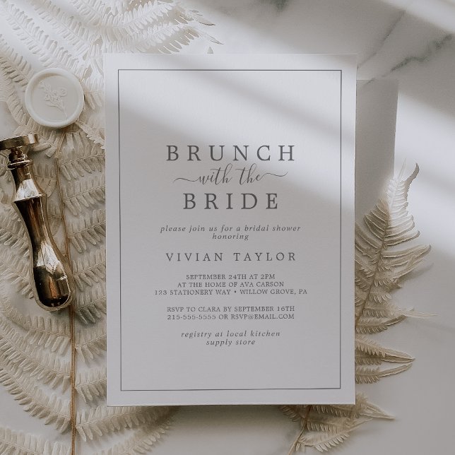 Invitation Brunch minimum en argent avec la Fête des mariées  (Créateur téléchargé)