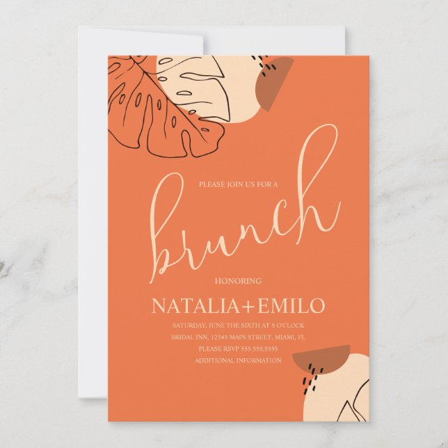 Invitation Brunch Monstera Formes Fête des mariées Brunch (Devant)
