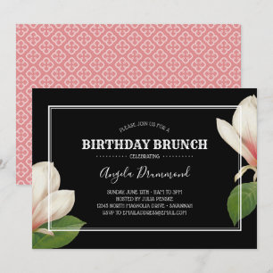 Invitation Brunch Noir pour l'anniversaire du Magnolia du Sud