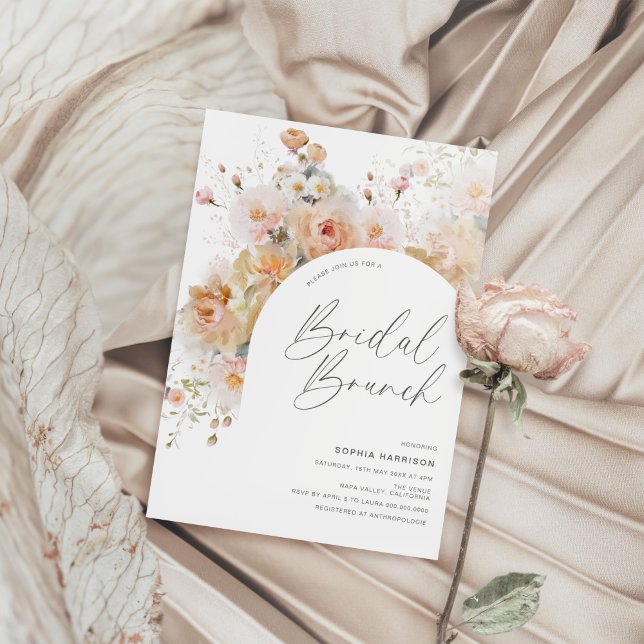 Invitation Brunch nuptial à arc floral romantique (Créateur téléchargé)