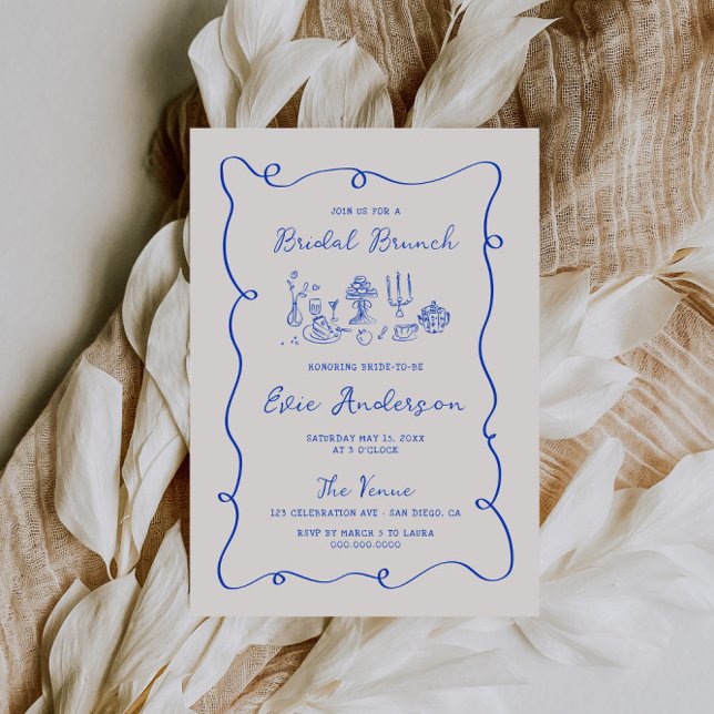 Invitation Brunch nuptial bleu Cobalt (Créateur téléchargé)