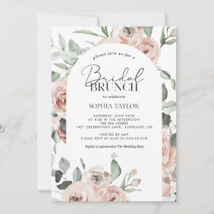 Invitation Brunch nuptial bleu Rose rose pâle Eucalyptus