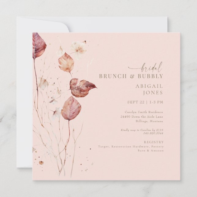 Invitation Brunch nuptial d'automne et douche mousseuse (Devant)