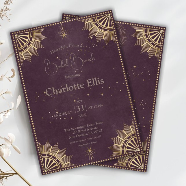 Invitation Brunch nuptial du soleil céleste et de la lune de  (Créateur téléchargé)