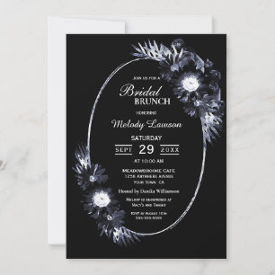 Invitation Brunch nuptial Élégant Moody Floral noir